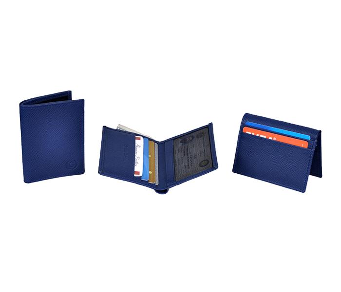 Gilani Leather Goods D212 Leather Vertical Card Holder Wallet - Blue - Zoom Image 4