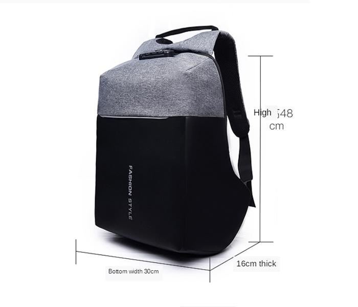 Fashion Style Anti-Theft Backpack with USB Charging - Grey - Zoom Image 3