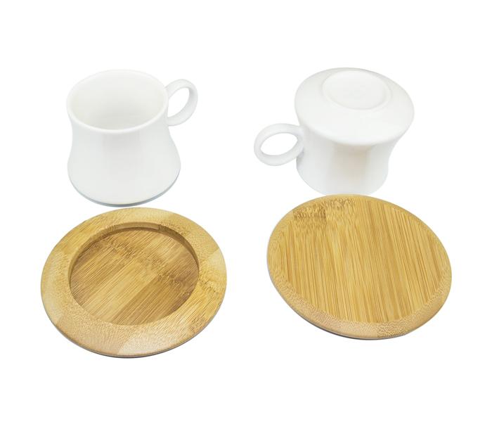 WS - 209 Coffee set with 6 ceramic cups 90ml & 6 bamboo saucers  - Zoom Image 3