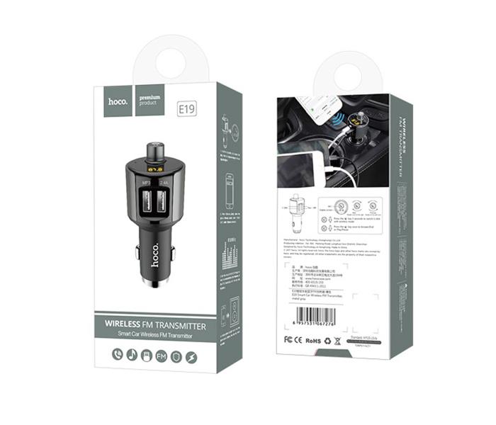 Hoco E19 Smart Car Wireless FM Transmitter - Metal Grey - Zoom Image 5