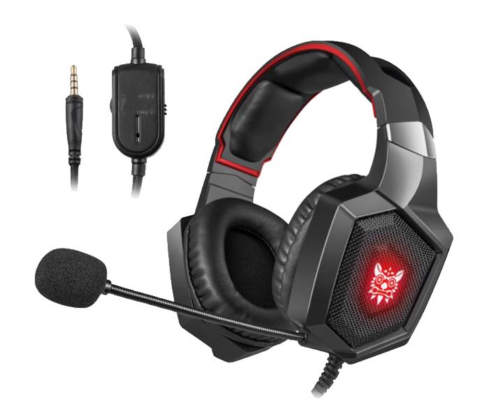 Onikuma K8 Stereo Gaming Headset with Microphone and LED Light - Black & Red - Zoom Image 2