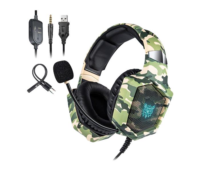 Onikuma K8 Stereo Gaming Headset with Microphone and LED Light - Camouflage Green - Zoom Image 6