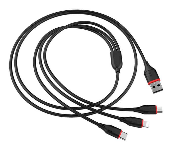 BOROFONE BX17 Enjoy 3-in-1 Cable (Lightning / Micro-USB / USB-C) - Black - Zoom Image 3