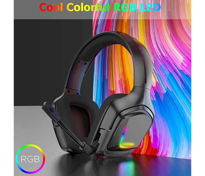 Onikuma K20 Gaming Over-Ear Headset with Microphone & RGB Light - Black - Zoom Image 5