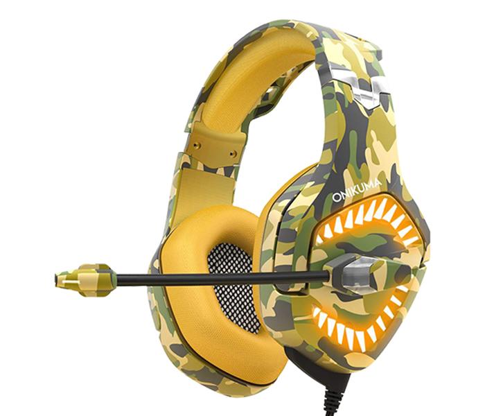 Onikuma K1-B Pro Stereo Gaming Headset with Microphone Control and LED Light - Camouflage Yellow - Zoom Image 1