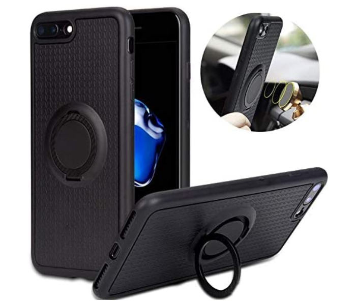 iFace Soft TPU Outer Circle Magnetic Suction Bracket Finger Ring Holder Case for iPhone 7, Black - Zoom Image 2