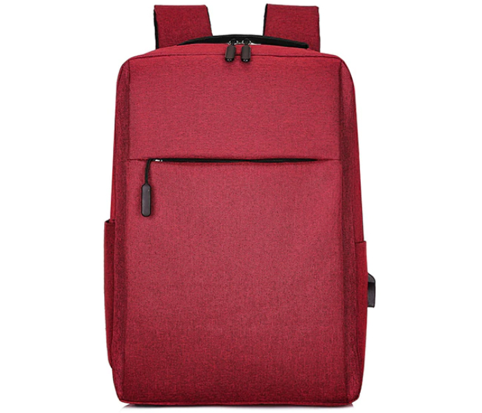 Anti-theft USB Charging Backpack Laptop Notebook Travel School Bag Maroon - Zoom Image 1