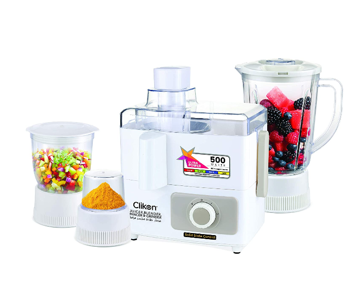 Clikon CK1501 500 Watts 4 in 1 Juicer Blender - White - Zoom Image 1