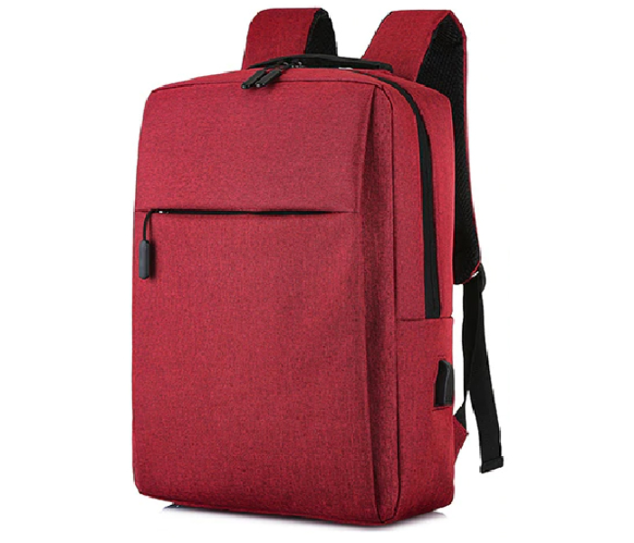 Anti-theft USB Charging Backpack Laptop Notebook Travel School Bag Maroon - Zoom Image 2