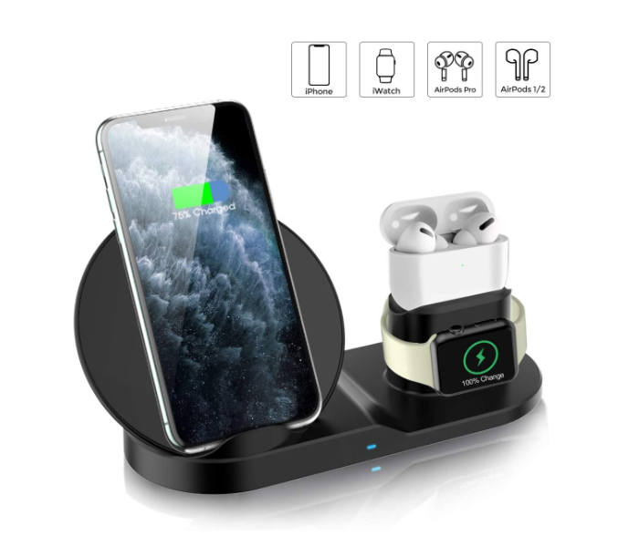 Qi Certified Wireless Charging Station with Qualcomm Quick Charge 3.0 Technology Pad for Universally Compatible with AirPods and All Qi Enabled Android and IOS Devices   - Zoom Image 1