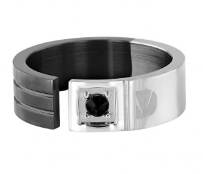 Dion Villard DVR19013S66 Black Cubic Zirconia Stone Stainless Steel Ring for Men - Size 66 - Zoom Image