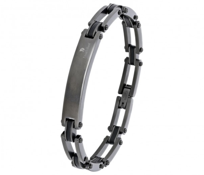 Dion Villard DVBC19062BLA Grey Stainless Steel Chain Link Bracelet for Men - Zoom Image 3