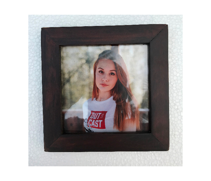 Liebe WD044 Square Wooden Photo Frame - Brown - Zoom Image