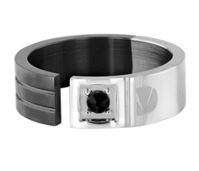 Dion Villard DVR19012G62 Black Cubic Zirconia Stone Stainless Steel with Grey Ring for Men - Size 62 - Zoom Image