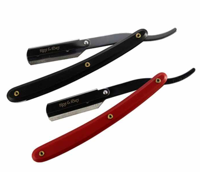 Tips &amp; Toes TT730 Professional Straight Edge Barber Razor - Red and Black - Zoom Image 1