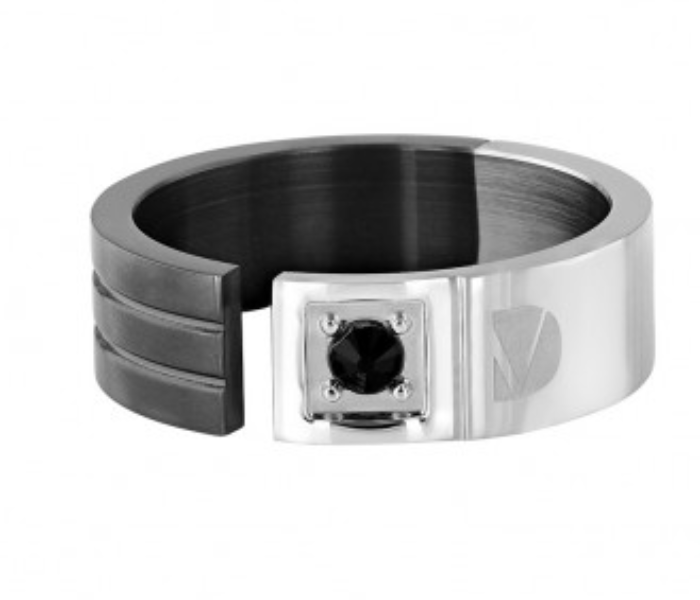 Dion Villard DVR19013G66 Black Cubic Zirconia Stone Stainless Steel with Grey Ring for Men - Size 66 - Zoom Image