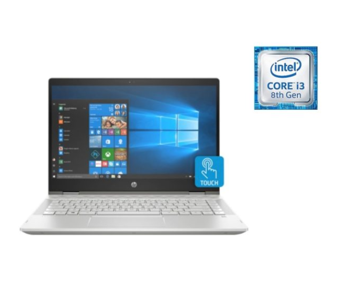 HP Pavilion X360 14-CD000NE  4MJ92EA  14 inches Intel Core i3-8130U  4GB RAM 1TB ROM Windows 10 - Silver - Zoom Image 1