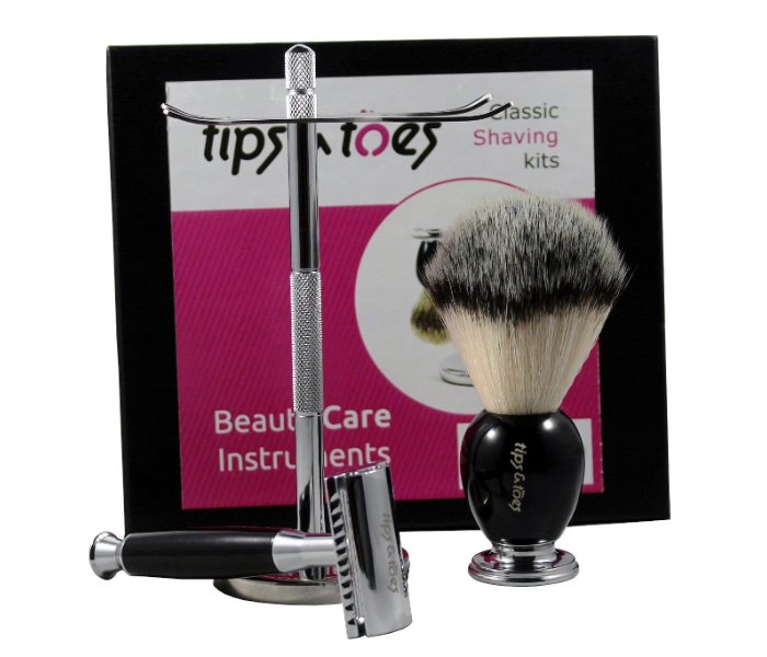 Tips &amp; Toes TT650 Pack Of 3 Stainless Steel Safety Razor Classic Shaving Kit  - Zoom Image 2