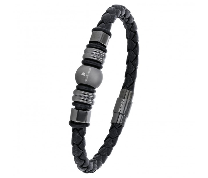 Dion Villard DVBC19052BLM Leather Bracelet - Black and Grey  - Zoom Image 2