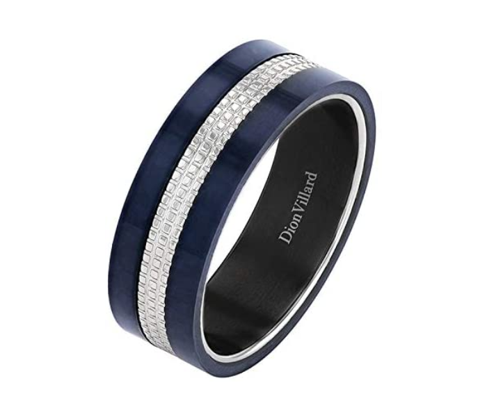 Dion Villard DVR19041G60 Carbon fiber and Grey Stainless Steel Ring for Men - Size 60 - Zoom Image 2