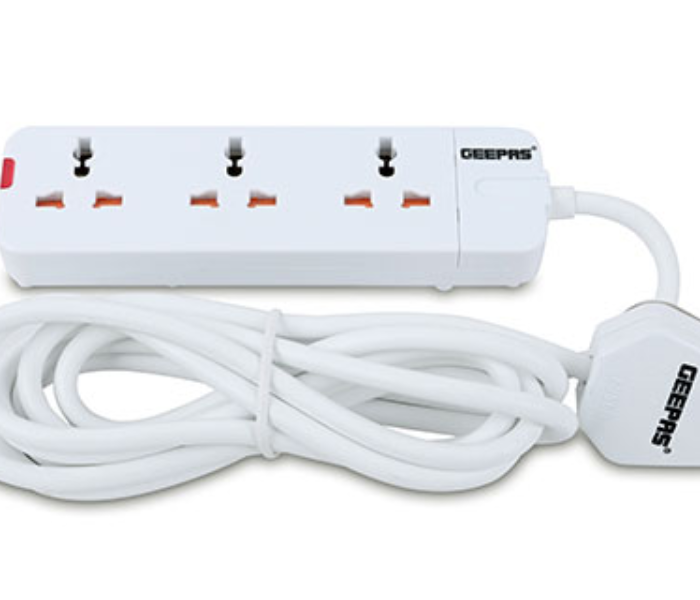 Geepas GES58011 3 Way Extension Socket White - Zoom Image 1