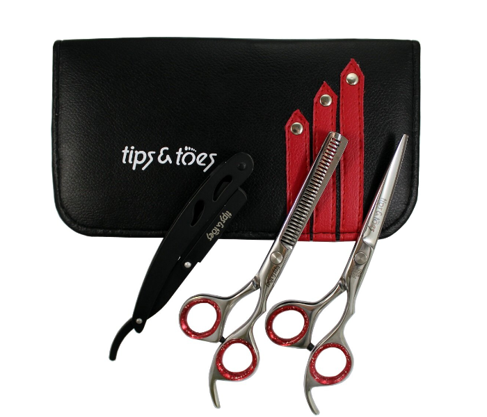 Tips &amp; Toes TT759 Professional Barber Razor Shears Kit - Silver - Zoom Image