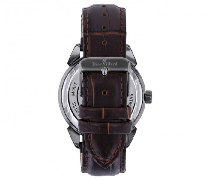 Dion Villard DVW19033 Leather Strap Analog Watch for Men - Brown - Zoom Image 3