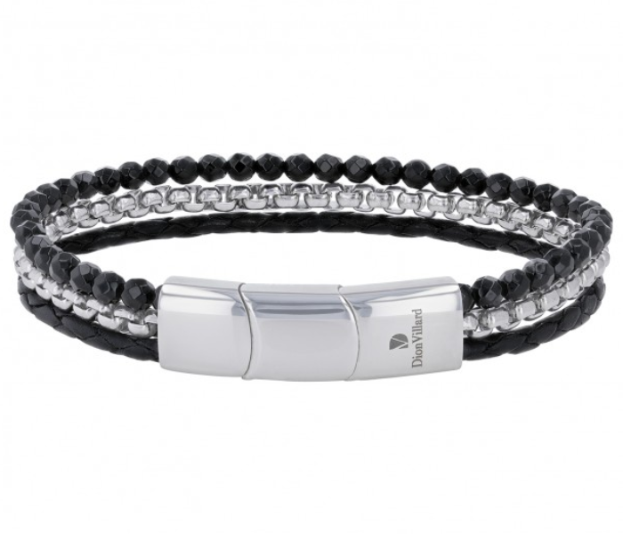 Dion Villard DVBC19091BLA Three Lines Bracelet - Black and Silver - Zoom Image 1