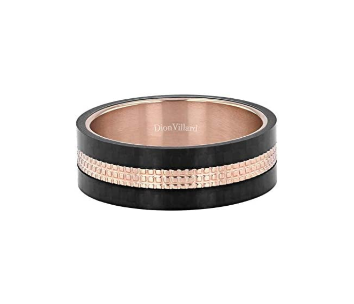 Dion Villard DVR19042R62 Size 62 Carbon Fiber and Rose Gold Stainless Steel Ring for Men  - Zoom Image 1