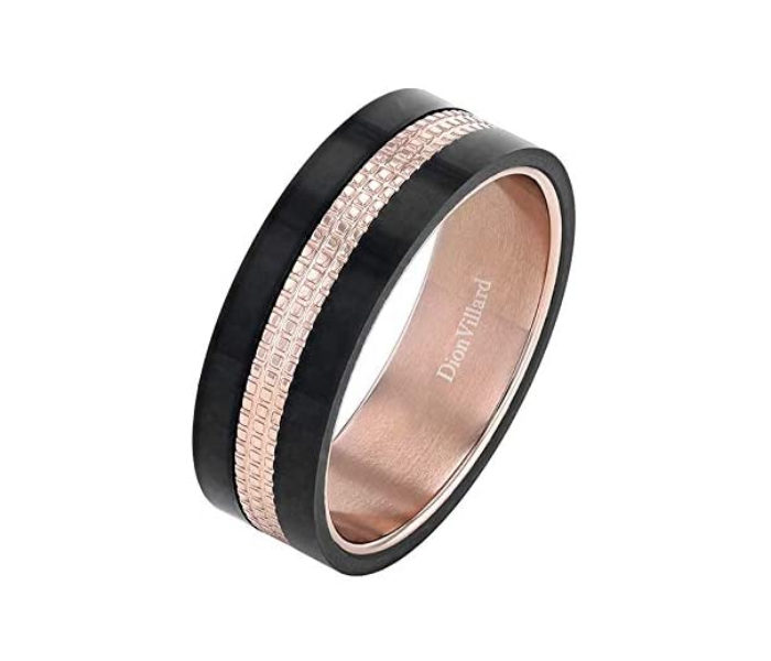 Dion Villard DVR19042R62 Size 62 Carbon Fiber and Rose Gold Stainless Steel Ring for Men  - Zoom Image 2