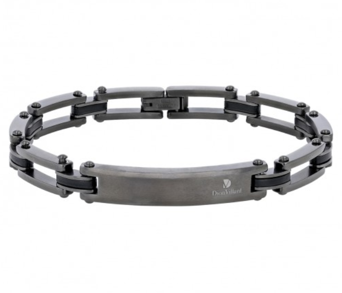 Dion Villard DVBC19062BLA Grey Stainless Steel Chain Link Bracelet for Men - Zoom Image 1