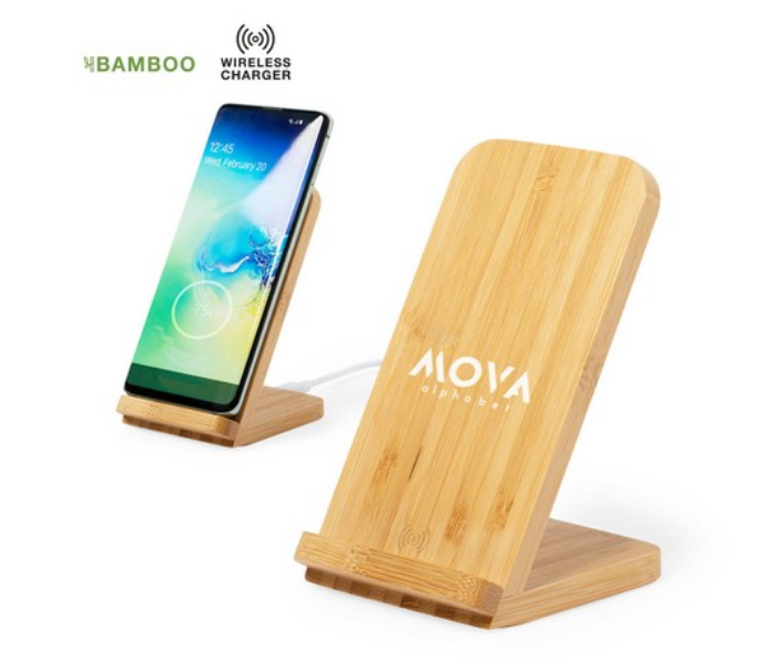 Dimper 6521 Wireless Charger with Holder - Wood - Zoom Image 1