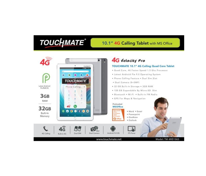 Touchmate TM-MID1065B 10.1inches 4G Quad Core Calling Tablet - Black - Zoom Image 2