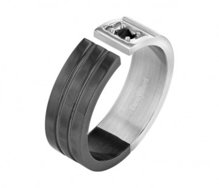 Dion Villard DVR19011G60 Black Cubic Zirconia Stone Stainless Steel with Grey Ring for Men - Size 60 - Zoom Image 2