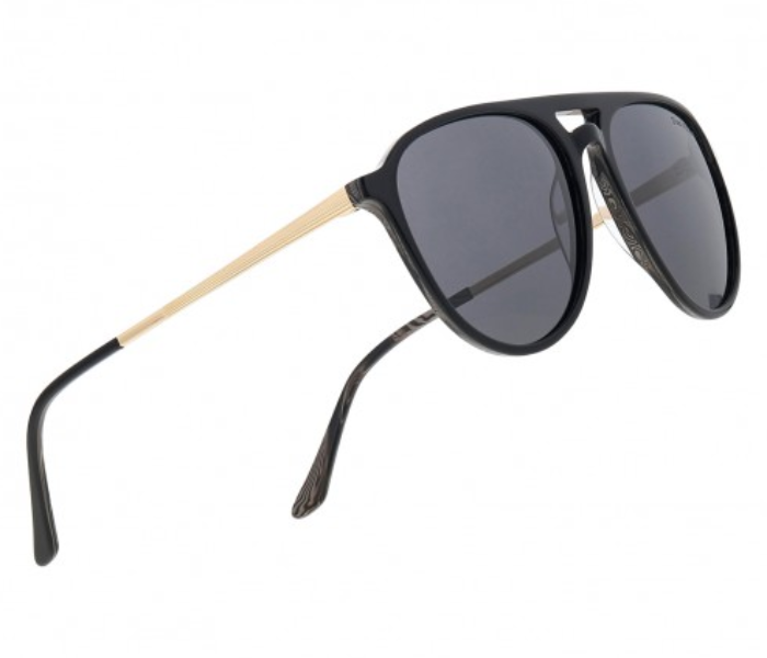 Dion Villard DVSG19015B Brow-line Shape Sunglasses for Men - Black and Gold - Zoom Image 2