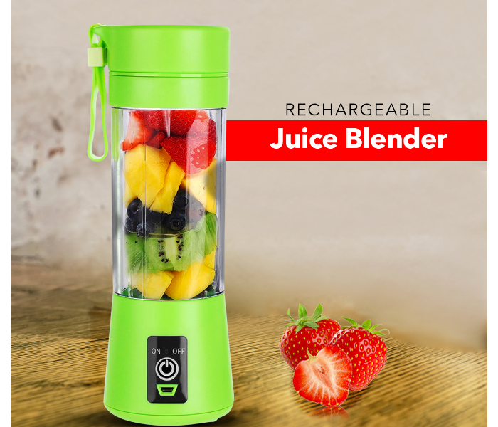 Portable Rechargeable Juice Blender with 6 Stainless Steel Blade - Green - Zoom Image