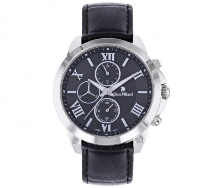 Dion Villard DVW19052 Leather Strap Analog Watch for Men - Black - Zoom Image 1