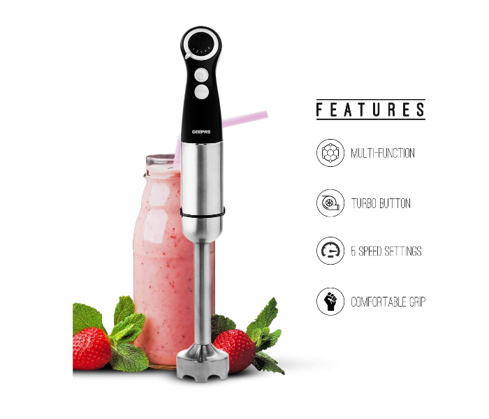 Geepas GHB43017UK 800W Powerful Hand Blender - Black and Silver - Zoom Image 4