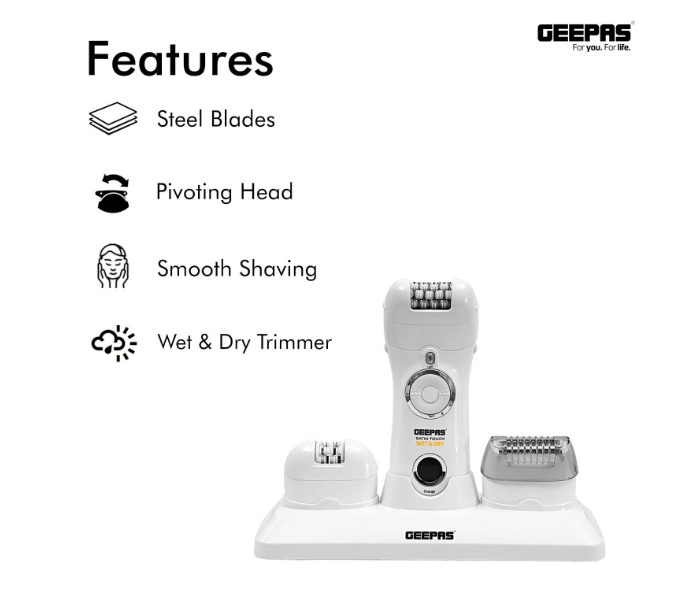 Geepas GLE86026UK 3in1Stain Touch Epilator for Women- White - Zoom Image 2