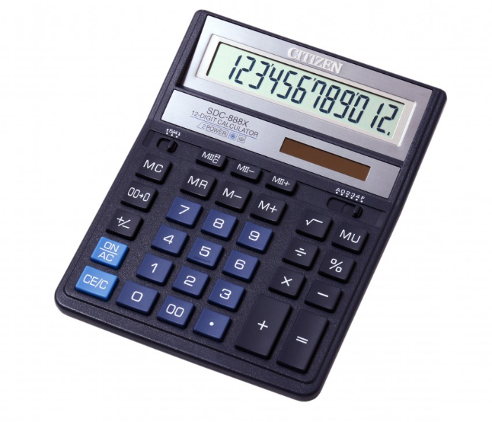 Citizen CTZ SDC 888XBK 12 Digit Basic Calculator Black - Zoom Image