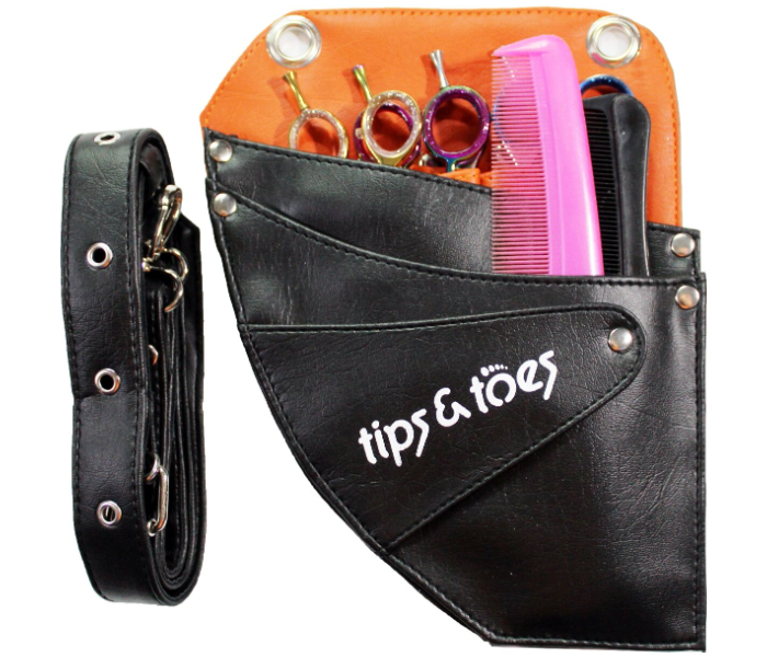 Tips - Toes TT753 Hair Scissors Holster Pouch with Waist Shoulder Belt - Black and Orange - Zoom Image 1