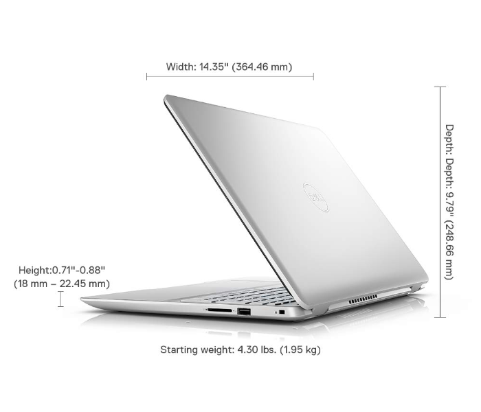 Dell Inspiron 5584 15.6 inch FHD 8th Generation Intel Core i7-8565U 8GB RAM 1TB HDD 512GB SSD Windows 10 - Silver - Zoom Image 4