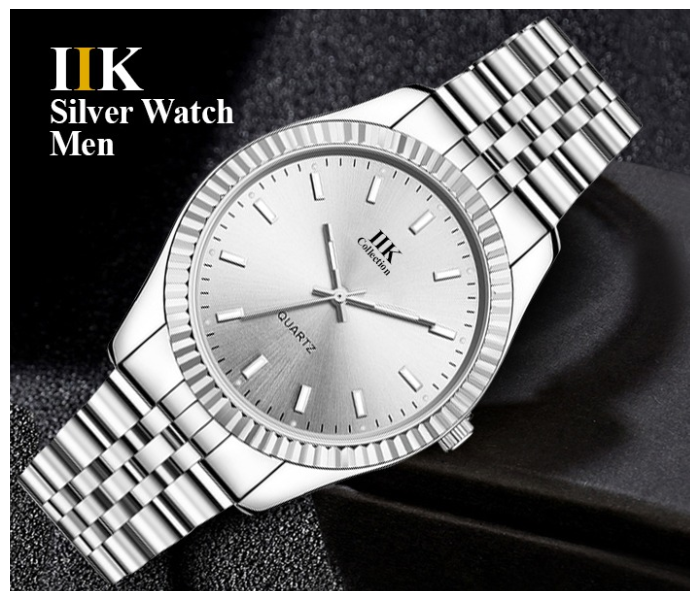 IIK Luxury Mens Wrist Watch New Gaiety Watches Brand Quartz -Silver - Zoom Image