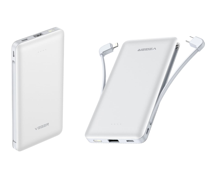 Veger VP1081 10000 mAh  Heavy Duty Genuine Quality Power Bank - White - Zoom Image