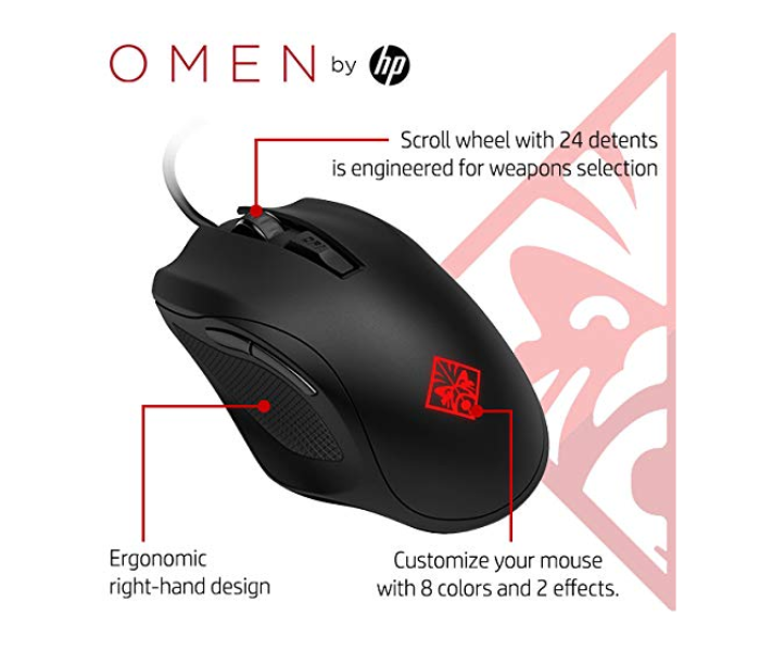 HP 3ML38AA Omen HP Mouse 400 Gaming Mouse - Black - Zoom Image 2