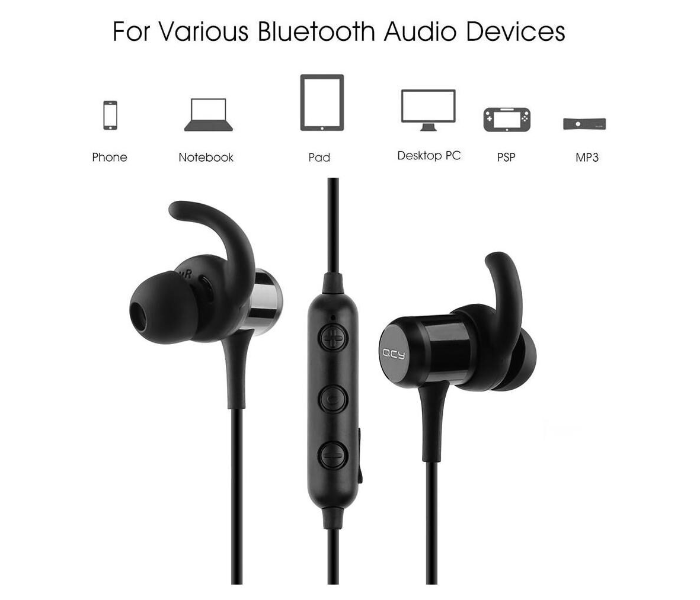 QCY M1C Sport Bluetooth Earphones Noise Reduction Magnetic Waterproof for iPhone - Black - Zoom Image 3