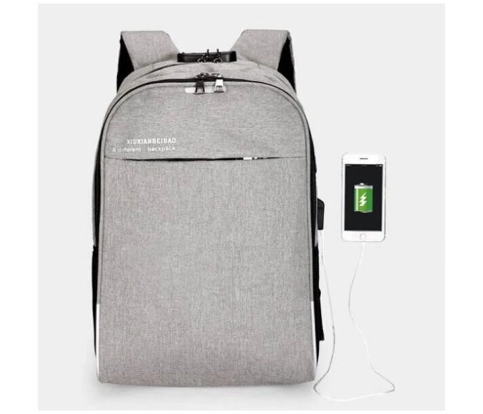 Microdigit ATB M8277 Antitheft 15.6 inch Password Lock Notebook Backpack - Grey - Zoom Image 1