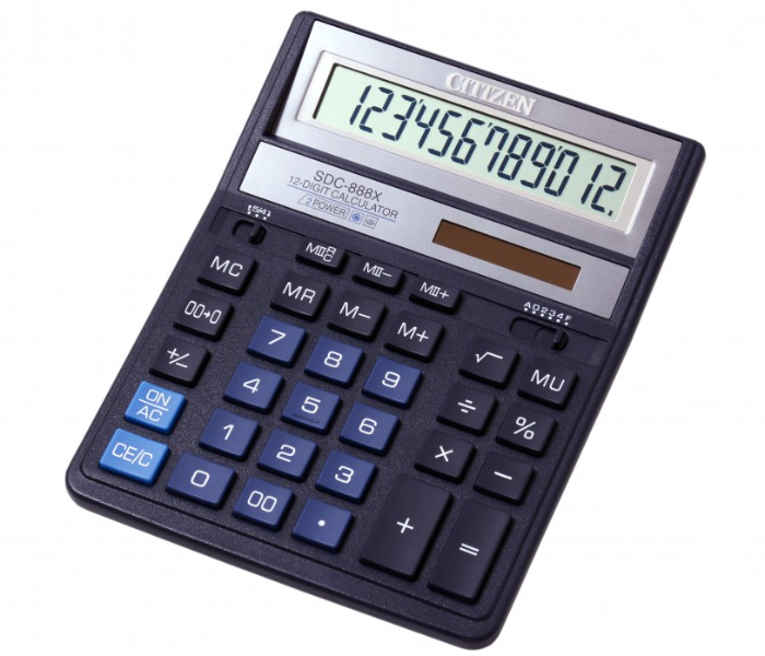 Citizen CTZ SDC 888XBL 12 Digit Basic Calculator Black - Zoom Image