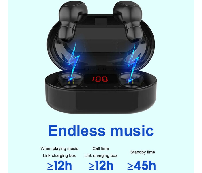 L22 TWS Wireless BT5.0 Headset In-Ear Stereo Sport Earphones LED Display Earbuds Black - Zoom Image 5