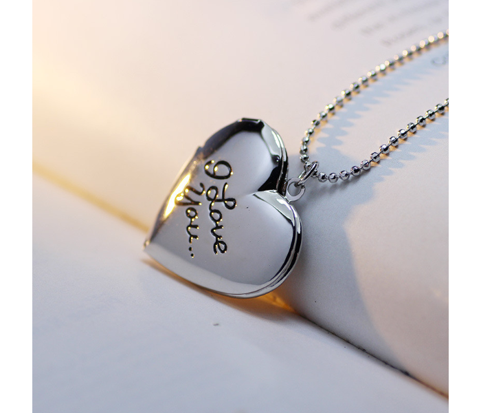 Rand JWL53 I Love You Letters Photo Frame Heart Locket Pendants Necklaces Silver - Zoom Image 2